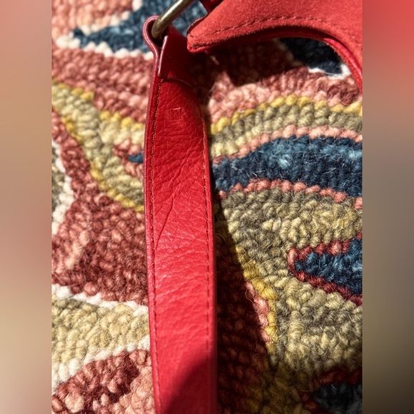 American Leather Co. Red Leather & Suede Handbag - NWT - Picture 10 of 13